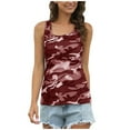 thumbnail image 1 of Tank Tops for Women 1PC Set Camouflage O Neck Wild Fashion Sleeveless Tops for Women, 1 of 4