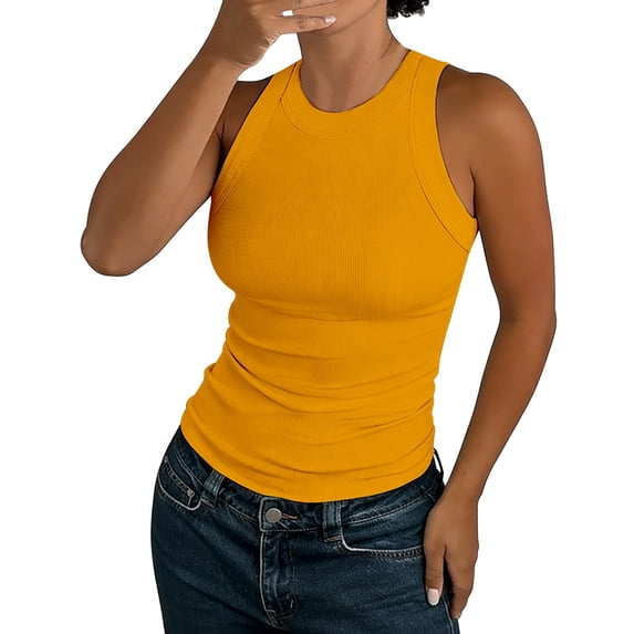 Tank Tops for Women 1PC Set Summer Sleeveless Ribbed Racerback Basic Thick Strap Shirts Women's Summer Tops