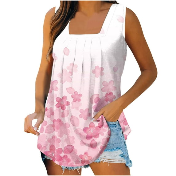 Tank Tops for Women 2023 Square Neck Workout Tank Tops Womens Summer Casual Graphic Beach Vests Tank Shirts Blouse