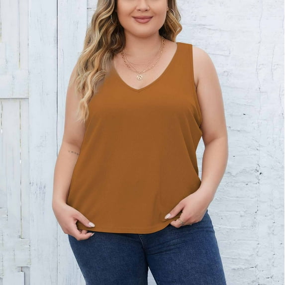 Tank Tops for Women 2025 New Trendy Ribbed Textured V-Neck Loose Fit Sleeveless Vests Soft Camisoles Loose Fit Lounge Workout Tops ,XL-5XL