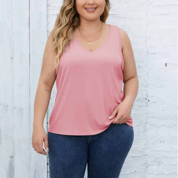 Tank Tops for Women 2025 New Trendy Ribbed Textured V-Neck Loose Fit Sleeveless Vests Soft Camisoles Loose Fit Lounge Workout Tops ,XL-5XL