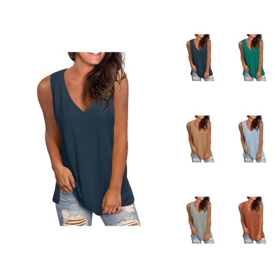 Tank Tops for Women 2026 Summer Casual Lightweight Loose Fit V Neck Sleeveless Shirt Basic Plain Tanks