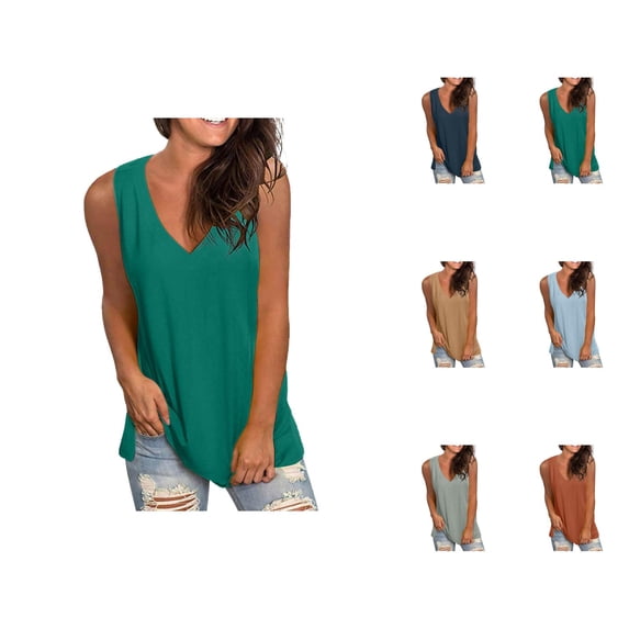 Tank Tops for Women 2026 Summer Casual Lightweight Loose Fit V Neck Sleeveless Shirt Basic Plain Tanks