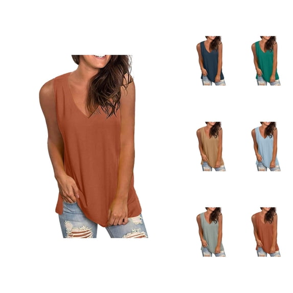 Tank Tops for Women 2026 Summer Casual Lightweight Loose Fit V Neck Sleeveless Shirt Basic Plain Tanks