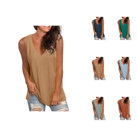 Tank Tops for Women 2026 Summer Casual Lightweight Loose Fit V Neck Sleeveless Shirt Basic Plain Tanks