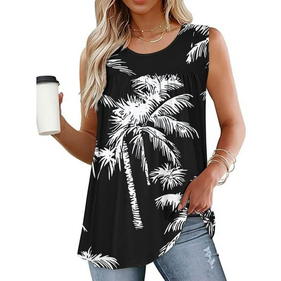 Tank Tops for Women 2093 Vacation, Women Tank Tops Loose Fit Graphic Blouses for Women Casual Womens T Shirts Graphic V Neck