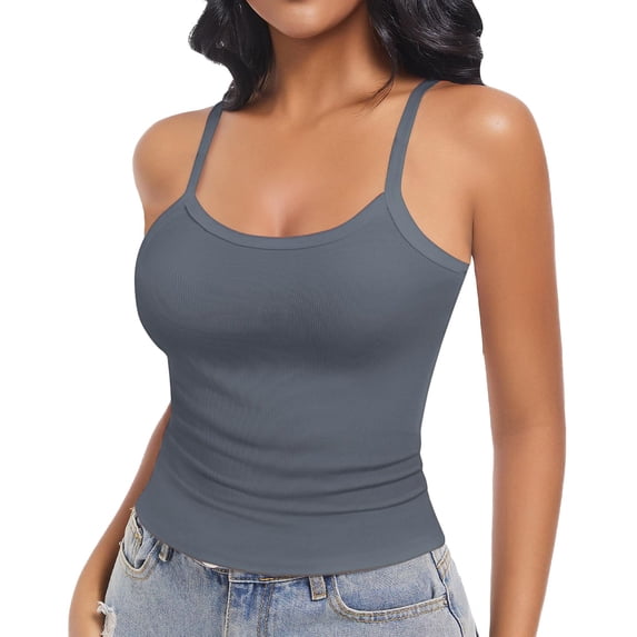 Tank Tops for Women Adjustable Spaghetti Strap Summer Cropped Tops