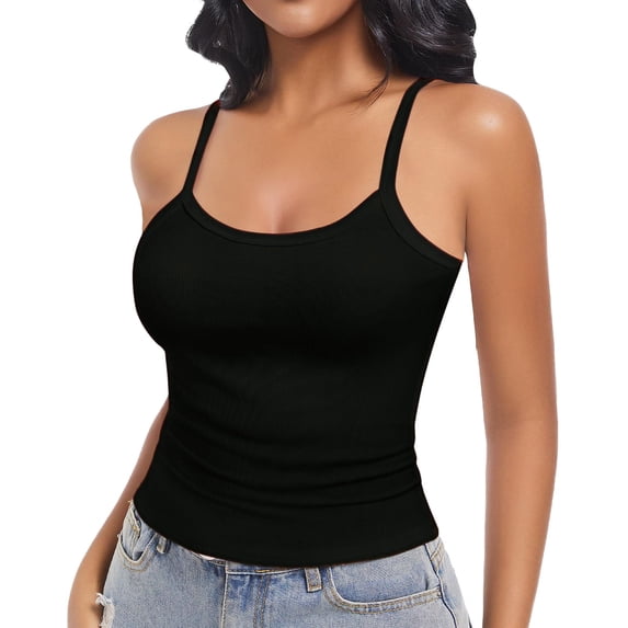 Tank Tops for Women Adjustable Spaghetti Strap Summer Cropped Tops