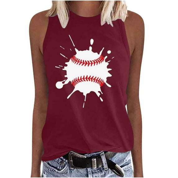 Tank Tops for Women Baseball Print 2024 Summer Sleeveless T-Shirt Casual Crewneck Ladies Graphic Gift Tee Shirts