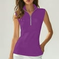 thumbnail image 1 of Tank Tops for Women Breathable Mesh Zipper Baseball Sports Polo Tops Purple L, 1 of 6