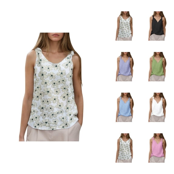 Tank Tops for Women Business Casual V Neck Knotted Sleeveless Blouse Trendy Dressy Work Shirt Summer Outfits
