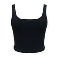 thumbnail image 1 of Tank Tops for Women Camisole Fitness Strappy Double Layer O Crop Neck Blouse Summer Y2K Going Out Basic Cami Shirt, 1 of 8