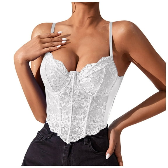 Tank Tops for Women Camisole Ladies Lace Rims Fishbone Navel Slim Vest Y2K Cami Undershirts