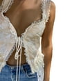 thumbnail image 1 of Tank Tops for Women Camisole Pure Lace Lace Lace Lacing Backless Hollow Vest Cardigan Undershirts,Khaki,L, 1 of 4