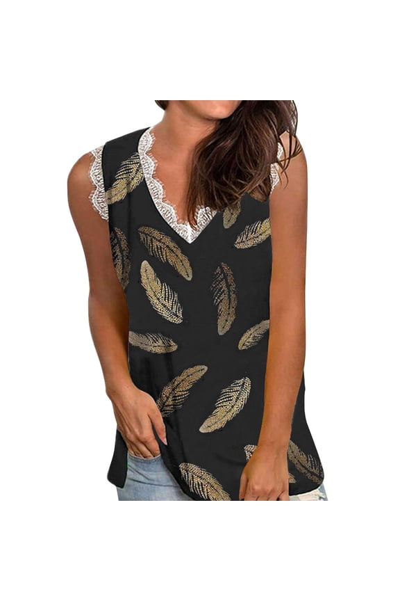 Tank Tops for Women Camisole Sleeveless Summer Flowy Loose Basic T Shirts V Neck Undershirt,Gold,L