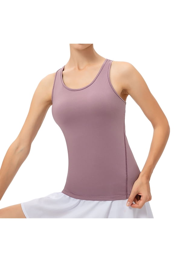 Tank Tops for Women Camisole Solid Color Yoga Vest Sports Quick Drying Vest Undershirt,Light Purple,S