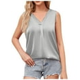 thumbnail image 1 of Tank Tops for Women Camisole V Neck Soild Color Satin Vest Shirt Fashionable Slim Fit Basic Casual Summer Cami Top, 1 of 5