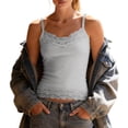 thumbnail image 1 of Tank Tops for Women Casual Breathable V Neck Lace Lace With In Bra Womens Summer Tops Grey M, 1 of 6