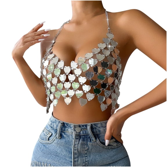 Tank Tops for Women Casual Fashion Chain Colored Shell Bead Top Vest