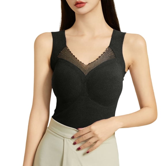 Tank Tops for Women,Convertible Underwire T-Shirt Bra with Seamless Smooth U Light Comfort Design for Everyday Wear,Camisole Tops for Women,Black,2XL