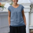 thumbnail image 1 of Tank Tops for Women Cotton Linen Cap Sleeve Sleeveless Solid Color Loose Shirt T-shirt Navy S, 1 of 6
