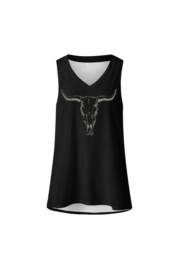 Tank Tops for Women Cow Print Deep V Neck Casual Cute Blouse Comfortable Womens Camisole Black L