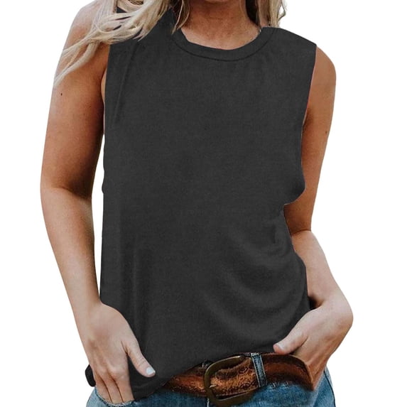 Tank Tops for Women Crew Neck Loose Fit Basic Summer Sleeveless Tees