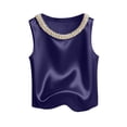 thumbnail image 1 of Tank Tops for Women Crew Neck Pearl Decor Satin Sleeveless Going Out Tops, 1 of 6