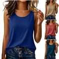 thumbnail image 1 of Tank Tops for Women, Crew Neck Sleeveless Solid Loose Shirts, Breathable Comfort Tops, Summer Lounge Fitness Wear | VerBelle,Pink S, 1 of 6