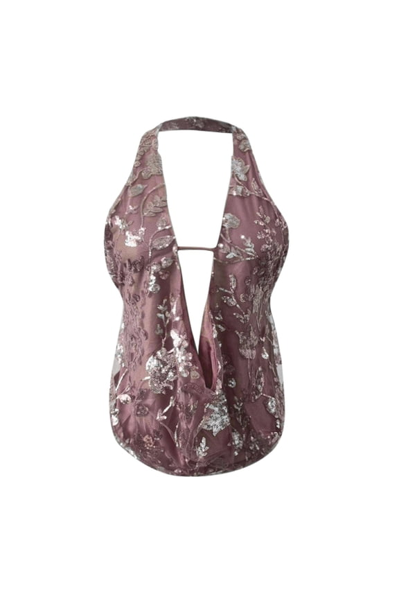 Tank Tops for Women Deep V Neck Backless T Shirt Stretchy Tee Breathable Womens Cami Brown M
