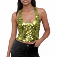 thumbnail image 1 of Tank Tops for Women Deep V Neck Sequin Tie Back Slim Fit Cropped Tops, 1 of 6