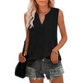 thumbnail image 1 of Tank Tops for Women Dressy V Neck Sleeveless Blouse Trendy Eyelet Solid Color Loose Summer Office Work Casual Camisole Tops, 1 of 9
