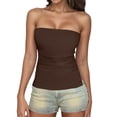 thumbnail image 1 of Tank Tops for Women,Elastic Fitted Solid Tube Top Off Shoulder Backless Casual Going Out Bandeau,Camisole Tops for Women,Khaki,L, 1 of 9