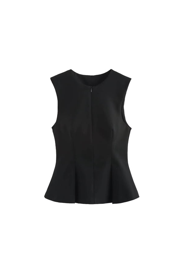 Tank Tops for Women Elegant Classic Draped Flowy Cut Pleated Hemline Beach Tops,Black,XS