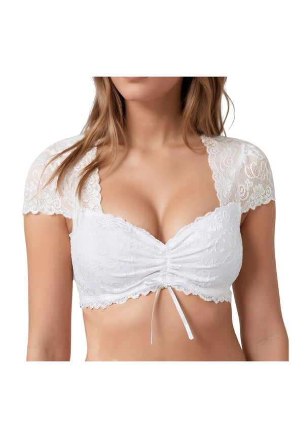 Tank Tops for Women,Elegant Lace Underwire Dirndl Blouse Vest for Oktoberfest and Wear,Camisole Tops for Women,White,L