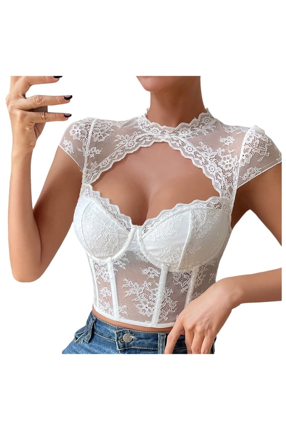 Tank Tops for Women,Elegant Underwire Lace Tube Top Blouse for Dirndl and Oktoberfest Fashion,Camisole Tops for Women,White,XS