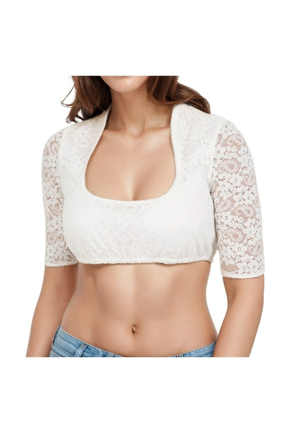 Tank Tops for Women,Elegant Underwire Lace Vest Blouse for Women Dirndl Style Festive Lingerie Top,Camisole Tops for Women,White,XL