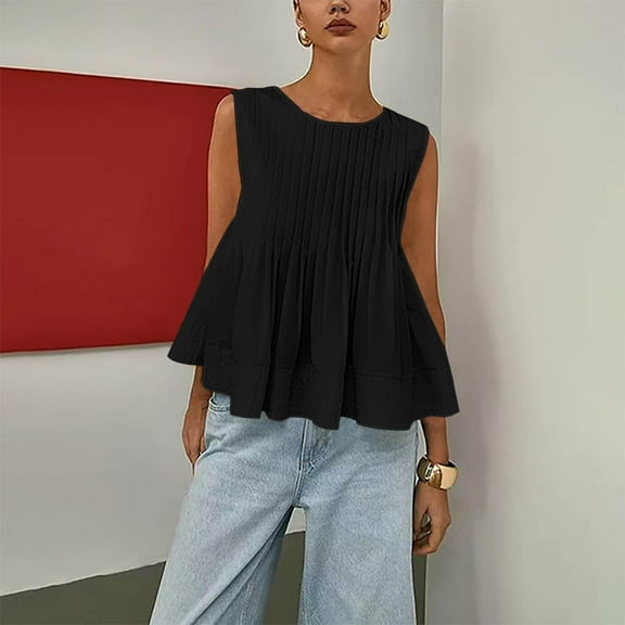 Tank Tops for Women Fashion Solid Color Sleeveless Shirts Casual Loose Fit Standard Straps Summer Tops