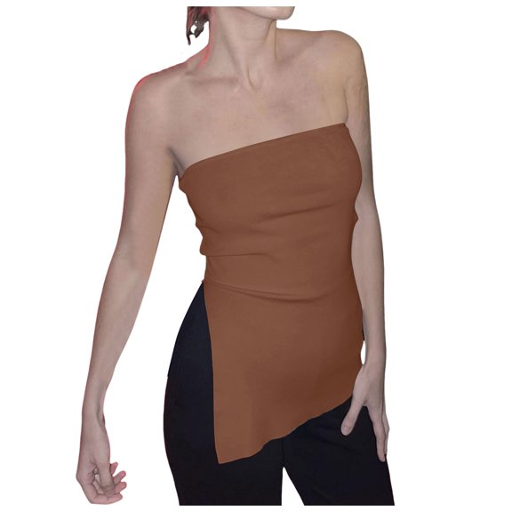 Tank Tops for Women,Fashion Strapless Tube Top Hottie Casual Wear Tank,Camisole Tops for Women,Coffee,XS