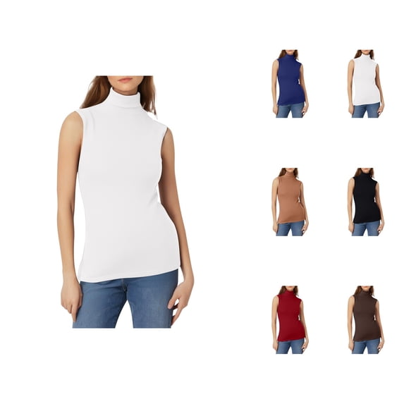 Tank Tops for Women Fitted Turtleneck Sleeveless Shirt Basic Tanks Womens Undershirts