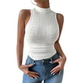 thumbnail image 1 of Tank Tops for Women High Neck Mesh Open Midriff Versatile Sleeveless Tops, 1 of 4