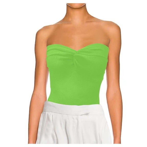 Tank Tops for Women,Knit Backless Basic Elastic Fitted Tube Top for Fashion Design,Camisole Tops for Women,Green,XL