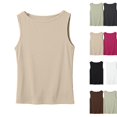 thumbnail image 1 of Tank Tops for Women Knit Crewneck Slim Fit Plain Solid Tops Summer Office Layering Basic Sleeveless Shirts Beige M, 1 of 6
