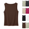 thumbnail image 1 of Tank Tops for Women Knit Crewneck Slim Fit Plain Solid Tops Summer Office Layering Basic Sleeveless Shirts Coffee XXL, 1 of 6