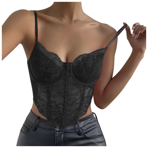 Tank Tops for Women,Lace Trim Fishbone Slim Fit Camisole Top for Elegant Daily Wear,Camisole Tops for Women,Black,L