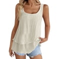 thumbnail image 1 of Tank Tops for Women Layered Cotton Linen Loose Sleeveless Going Out Tops, 1 of 5