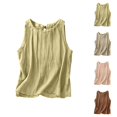 thumbnail image 1 of Tank Tops for Women Lightweight Cotton Linen Crewneck Pleated Loose Casual Sleeveless Shirt Summer Outfits, 1 of 9