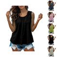 thumbnail image 1 of Tank Tops for Women Lightweight Cotton Linen Scoop Neck Loose Fit Ruffle Flowy Sleeveless Shirt Summer Outfits, 1 of 4