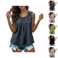 thumbnail image 1 of Tank Tops for Women Lightweight Cotton Linen Scoop Neck Loose Fit Ruffle Flowy Sleeveless Shirt Summer Outfits, 1 of 3
