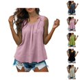 thumbnail image 1 of Tank Tops for Women Lightweight Cotton Linen Scoop Neck Loose Fit Ruffle Flowy Sleeveless Shirt Summer Outfits, 1 of 5